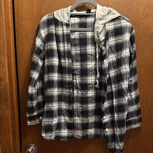 SHEIN Black and Gray Plaid Sweater